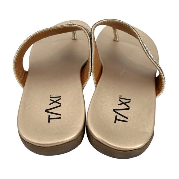 Taxi Rhinestone Sandals Size 9.5 Silver Thong Flats Glam Bling Wedding Vacation - Picture 5 of 10